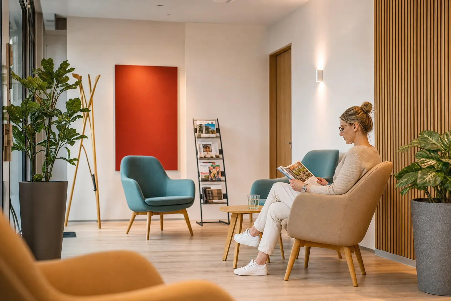 Modernes Wartezimmer einer deutschen Praxis